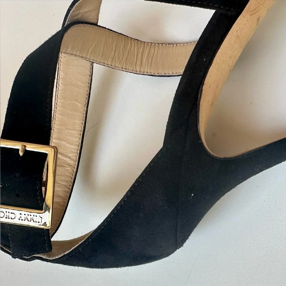 EUC Jimmy Choo Lottie Elegant Black Strappy Suede Heels, Black, 37, 7 - Picture 11 of 15